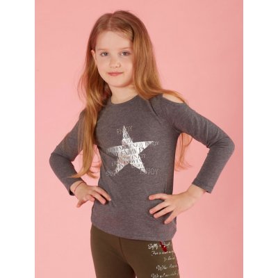 TMAVĚ -ŠEDÉ DÍVČÍ TRIČKO STAR TY-BZ-11538.94P-DARK GRAY – Zboží Mobilmania