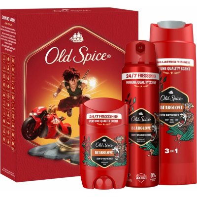 Old Spice Bearglove sprchový gel na tělo a vlasy 250 ml + Old Spice Bearglove tuhý deodorant pro muže 50 ml + Old Spice Bearglove osvěžující deodorant ve spreji pro muže 150 ml – Sleviste.cz