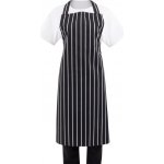 Whites Chefs Clothing kuchařská náprsní zástěra řeznický proužek černá – Sleviste.cz