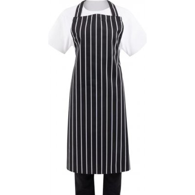Whites Chefs Clothing kuchařská náprsní zástěra řeznický proužek černá – Sleviste.cz