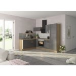 Optifit Linus984 Rohová kuchyňská linka 270 cm barva čela antracit lesklá barva korpusu divoký dub – Zboží Dáma