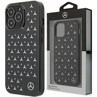 Pouzdro Mercedes hard iPhone 13 / 13 Pro Silver Stars Pattern černé