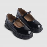 Liewood baleriny s páskem kožené lesklé Alexandra černé – Zboží Dáma