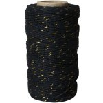 Bella Rose Bavlněný provázek 50 m – Black / Gold, černá barva, textil – Zboží Dáma