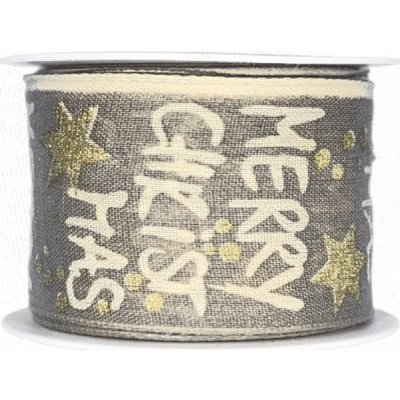 Vánoční stuha látková MERRY CHRISTMAS stříbrná 40 mm x 2 m – Zboží Mobilmania