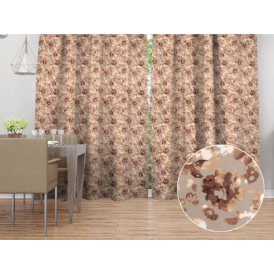 Biante Sametový závěs Tamara TMR-042 Hnědé květy na šedobéžovém 135x210 cm – Hledejceny.cz