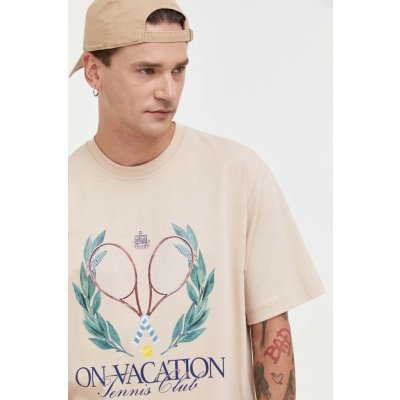On Vacation bavlněné tričko s potiskem OVC.T125 béžová