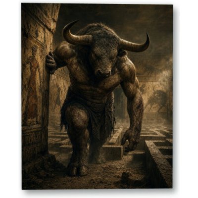 Plakát – Minotaurus v kamenném interiéru 40 × 50 cm Bez rámu Ne Bez rámu – Hledejceny.cz