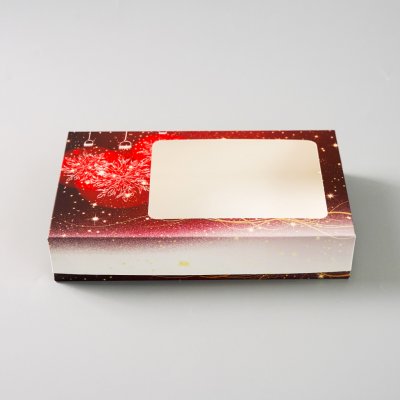 Cake Star Vánoční krabice na cukroví červená s ozdobami (25 x 15 x 5 cm) – Sleviste.cz