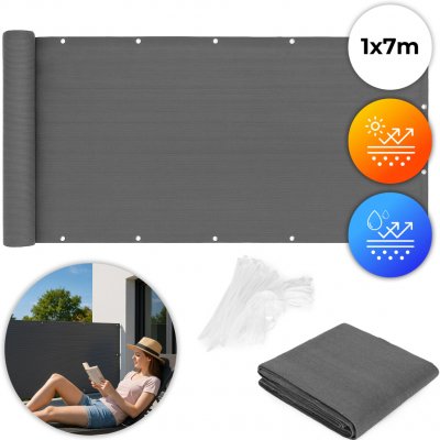 MultiGarden Balkónová clona s kovaním 100x700 cm stínící síť + instalační prvky šedá – Zboží Dáma
