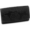 Peněženka Dámská peněženka kožená růže ornamenty 9,5x18 cm 8 černá