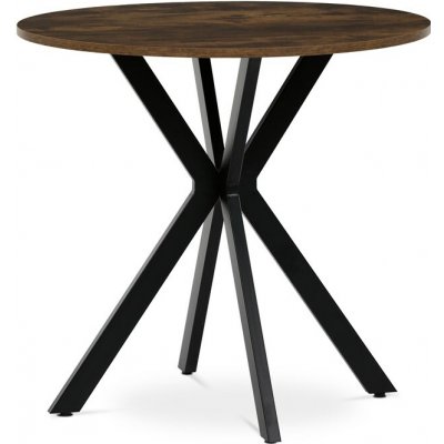Autronic HT-F4108 OLW Stůl jídelní kulatý 80 x 75 cm MDF staré dřevo černé kovové nohy – Zboží Dáma