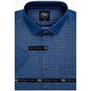 AMJ pánská košile krátký rukáv slim-fit VKSR1126 puntíkovaná modrá