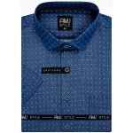 AMJ pánská košile krátký rukáv slim-fit VKSR1126 puntíkovaná modrá – Zboží Dáma