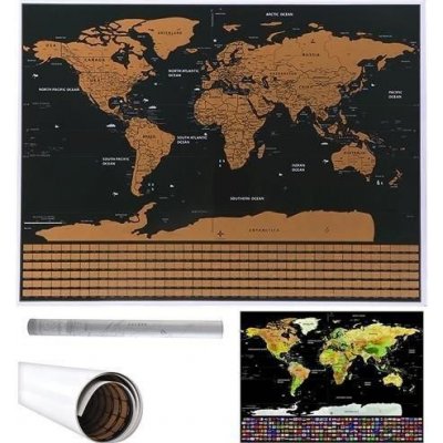 ISO Stírací mapa světa s vlajkami 82 x 59 cm, černá, 9409 – Zbozi.Blesk.cz