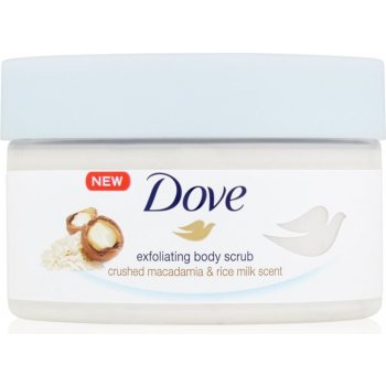 Dove Exfoliating Body Scrub Crushed Macadamia & Rice Milk vyživující tělový peeling 225 ml
