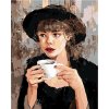 Malování podle čísla zuty Žena s kávou 80 x 100 cm bez rámu a bez vypnutí plátna