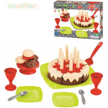Écoiffier narozeninový dort plastový set s nádobím a doplňky 25ks v krabici