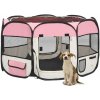 Autovýbava vidaXL Skládací ohrádka pro psy s taškou růžová 110 x 110 x 58 cm