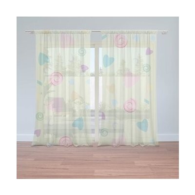 Sablio Záclony Srdíčka a spirály XL: 2ks 150x250cm – Hledejceny.cz