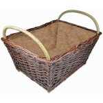 OVČÍ VĚCI Proutěný koš na dřevo hranatý neloupaný s jutou 45 x 55 cm střední – Zboží Dáma