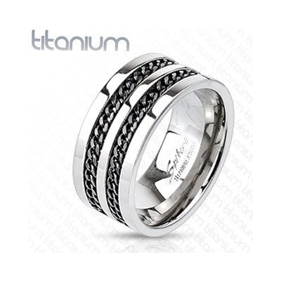 Šperky eshop Titanový prsten černé řetízky C20.10 – Zboží Mobilmania