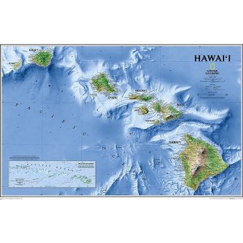 National Geographic Havaj (Hawaii) - nástěnná mapa 88 x 58 cm Varianta: bez rámu v tubusu, Provedení: laminovaná mapa v lištách