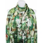 Biju dámský teplý obdélníkový šál 3015-35 abstraktní kočky se zlatou nitkou zelené 7200672-5 – Zboží Dáma