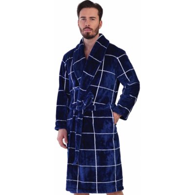 kostkovaný huňatý župan pro muže 1Z1709 modrá – Zboží Mobilmania