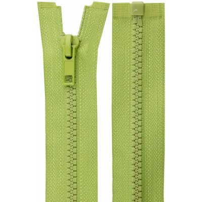 Zip kostěný dělitelný No 5 délka 55 cm - bundový s ozdobným jezdcem barva 234 zelená světlá – Hledejceny.cz