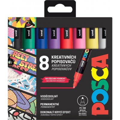 Uni Posca PC-5M 1,8 - 2,5 mm základní barvy 8 ks – Zboží Živě