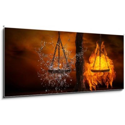 Skleněný obraz 1D panorama - 120 x 50 cm - Balance between fire and water Rovnováha mezi ohněm a vodou – Zboží Mobilmania