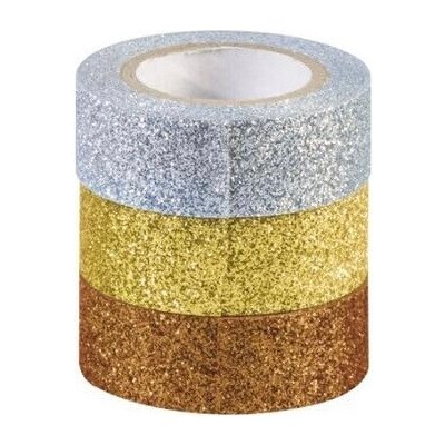 Lepicí páska dekorační glitter - zlatá, meděná, stříbrná – Sleviste.cz