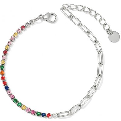 Sarines Elegantní stříbrný řetízek na nohu s barevnými zirkony S1070 – Zboží Dáma