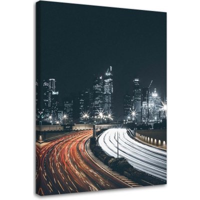 Obraz na plátně Noční silnice ve městě - 40x60 cm – Zboží Mobilmania