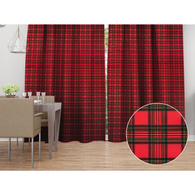 Biante Saténový závěs LUP-511 Červeno-zelené vánoční káro 140x230 cm – Hledejceny.cz