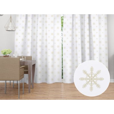 Biante Dekorační závěs TF-119 Vánoční béžové vločky na bílém 140x190 cm – Hledejceny.cz