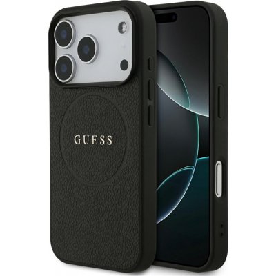 Guess – Grained Gold Ring MagSafe pouzdro na iPhone 17 Pro Max – černé – Zboží Mobilmania