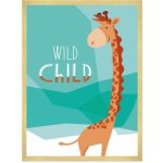 Dětský plakát Divoké dítě Žirafa 40X50 cm + zlatý rám