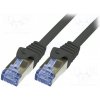 síťový kabel Logilink CQ3083S Patch, S/FTP, 6a, lanko, Cu, LSZH, 7,5m, černý