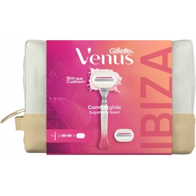 GILLETTE VENUS Comfortglide Festival dámská dárková taška: holicí strojek + 2 hlavice + toaletní taška – Zboží Dáma