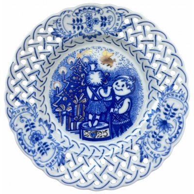 Výroční talíř 2025 prolamovaný cibulák 18 cm originální český porcelán Dubí závěsný – Zboží Dáma