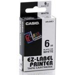 Casio XR-6WE1, 6mm x 8m, černý tisk/bílý podklad, originální páska – Zboží Mobilmania