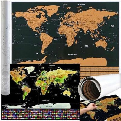 Malatec Velká stírací mapa světa s vlajkami Deluxe 82 × 59 cm černá – Sleviste.cz