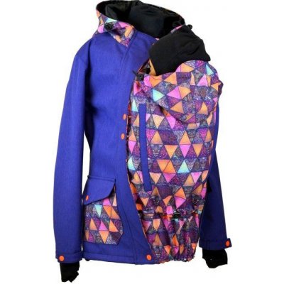 Shara softshellová bunda zimní vsadka se vzorem přední nošení modrofialová/mandalové trojúhelníky – Sleviste.cz