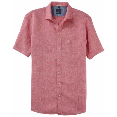 Olymp Modern Fit pánská lněná košile s krátkým rukávem červená 4026 35 32