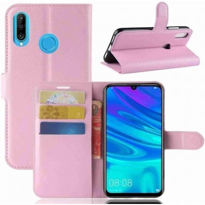 Litchi peněženkové pouzdro na mobil Huawei P30 Lite - růžové – Zboží Živě