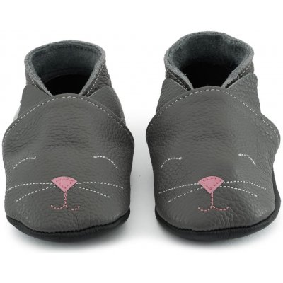 Ebooba Kožené capáčky s koženou podrážkou kočička – Zboží Dáma