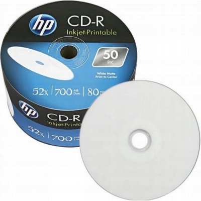 HP CD-R 700MB 52x, printable, bulk, 50ks (CRE00070WIP-3) – Zboží Živě