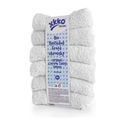 XKKO BIO bavlněné froté ubrousky Organic 21x21 Bílé 6ks – Zboží Dáma